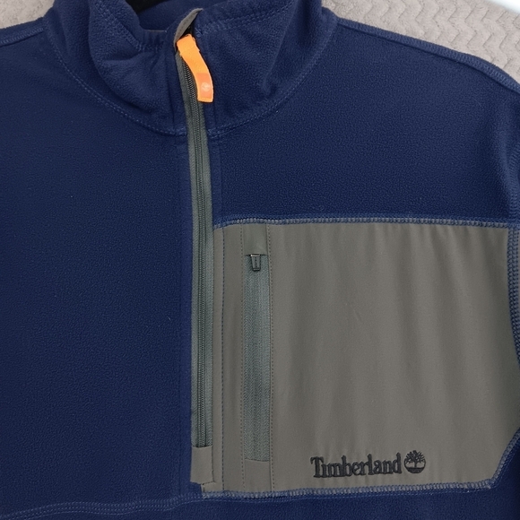 TIMBERLAND Men's Navy Blue Quarter zip Fleece Pullover Sweatshirt Jacket Size M - Picture 4 of 5